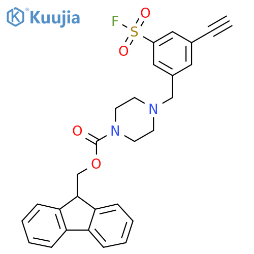 (9H-fluoren-9-yl)methyl 4-{3-ethynyl-5-(fluorosulfonyl)phenylmethyl}piperazine-1-carboxylate structure
