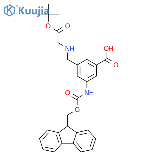 3-({2-(tert-butoxy)-2-oxoethylamino}methyl)-5-({(9H-fluoren-9-yl)methoxycarbonyl}amino)benzoic acid structure