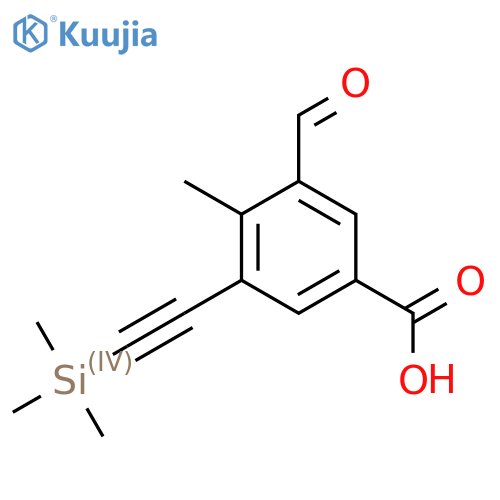 3-formyl-4-methyl-5-2-(trimethylsilyl)ethynylbenzoic acid structure