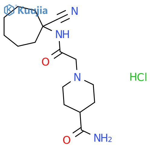 1-{[(1-Cyanocycloheptyl)carbamoyl]methyl}piperidine-4-carboxamide hydrochloride structure