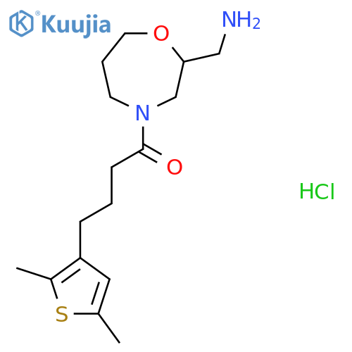 1-2-(aminomethyl)-1,4-oxazepan-4-yl-4-(2,5-dimethylthiophen-3-yl)butan-1-one hydrochloride structure