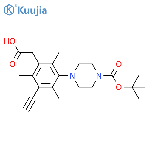 2-(3-{4-[(Tert-butoxy)carbonyl]piperazin-1-yl}-5-ethynyl-2,4,6-trimethylphenyl)acetic acid structure