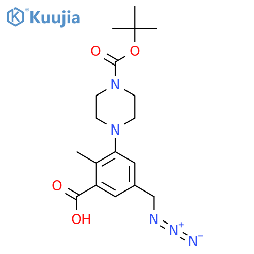 5-(azidomethyl)-3-{4-(tert-butoxy)carbonylpiperazin-1-yl}-2-methylbenzoic acid structure