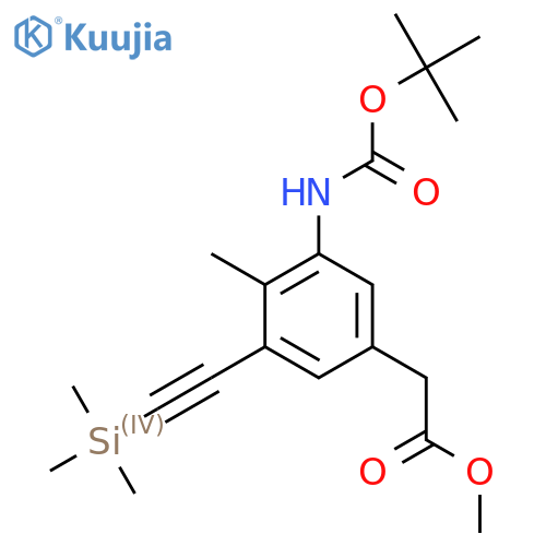 methyl 2-(3-{(tert-butoxy)carbonylamino}-4-methyl-5-2-(trimethylsilyl)ethynylphenyl)acetate structure
