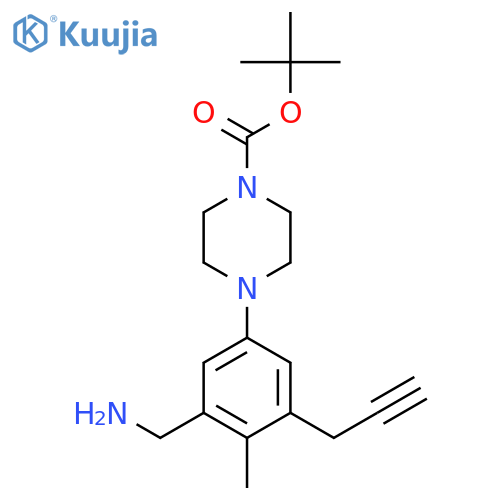 tert-butyl 4-3-(aminomethyl)-4-methyl-5-(prop-2-yn-1-yl)phenylpiperazine-1-carboxylate structure