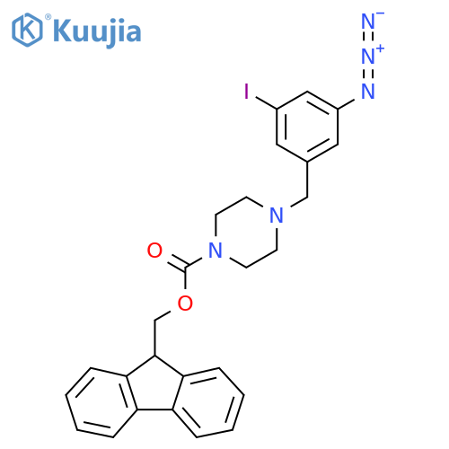 (9H-fluoren-9-yl)methyl 4-(3-azido-5-iodophenyl)methylpiperazine-1-carboxylate structure