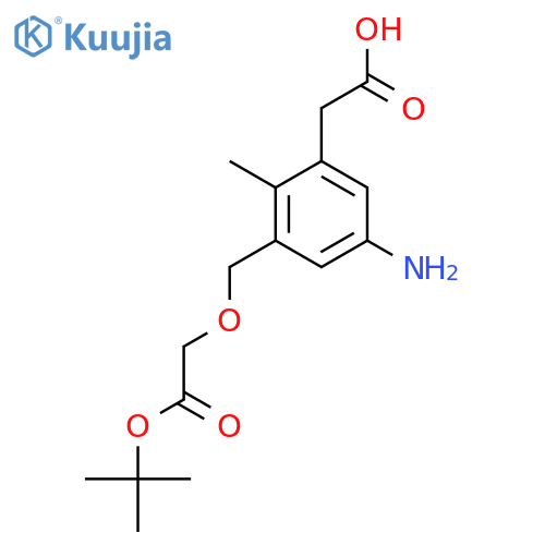 2-(5-amino-3-{2-(tert-butoxy)-2-oxoethoxymethyl}-2-methylphenyl)acetic acid structure