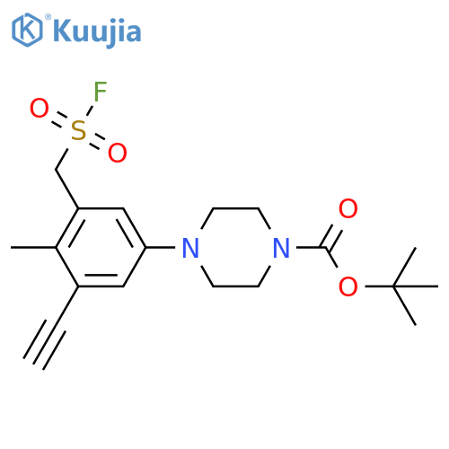 tert-butyl 4-{3-ethynyl-5-(fluorosulfonyl)methyl-4-methylphenyl}piperazine-1-carboxylate structure
