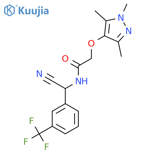 N-[Cyano-[3-(trifluoromethyl)phenyl]methyl]-2-(1,3,5-trimethylpyrazol-4-yl)oxyacetamide structure