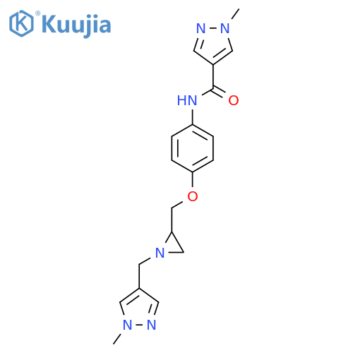 1-Methyl-N-[4-[[1-[(1-methylpyrazol-4-yl)methyl]aziridin-2-yl]methoxy]phenyl]pyrazole-4-carboxamide structure