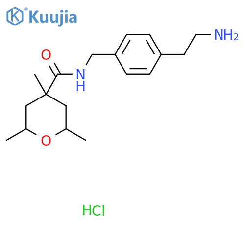 N-{4-(2-aminoethyl)phenylmethyl}-2,4,6-trimethyloxane-4-carboxamide hydrochloride structure