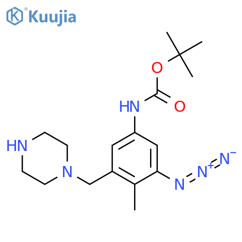 tert-butyl N-{3-azido-4-methyl-5-(piperazin-1-yl)methylphenyl}carbamate structure