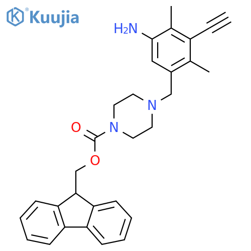 (9H-fluoren-9-yl)methyl 4-(5-amino-3-ethynyl-2,4-dimethylphenyl)methylpiperazine-1-carboxylate structure