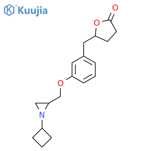 5-({3-[(1-Cyclobutylaziridin-2-yl)methoxy]phenyl}methyl)oxolan-2-one structure