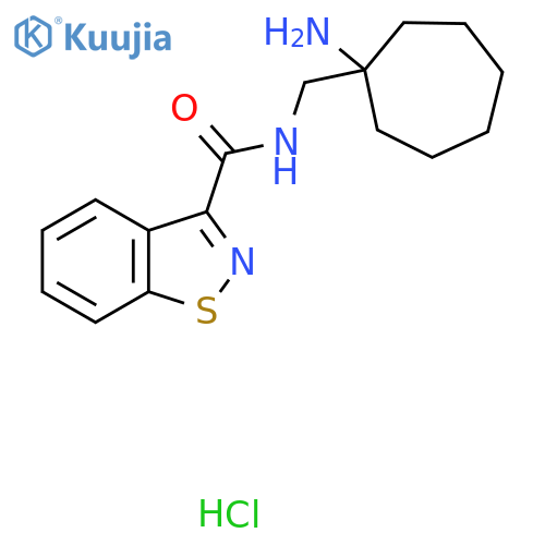 N-[(1-aminocycloheptyl)methyl]-1,2-benzothiazole-3-carboxamide hydrochloride structure