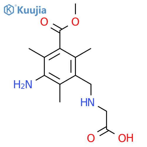 2-({3-amino-5-(methoxycarbonyl)-2,4,6-trimethylphenylmethyl}amino)acetic acid structure