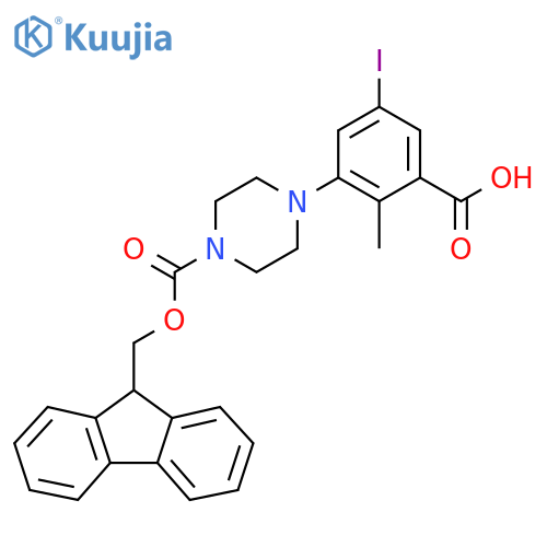 3-(4-{(9H-fluoren-9-yl)methoxycarbonyl}piperazin-1-yl)-5-iodo-2-methylbenzoic acid structure