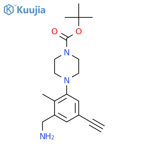 tert-butyl 4-3-(aminomethyl)-5-ethynyl-2-methylphenylpiperazine-1-carboxylate structure
