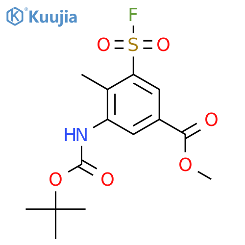 methyl 3-{(tert-butoxy)carbonylamino}-5-(fluorosulfonyl)-4-methylbenzoate structure