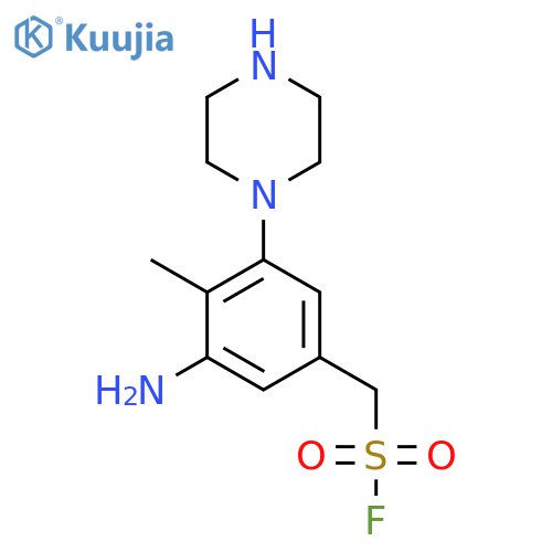 3-amino-4-methyl-5-(piperazin-1-yl)phenylmethanesulfonyl fluoride structure