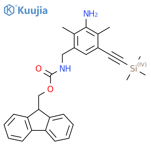 (9H-fluoren-9-yl)methyl N-({3-amino-2,4-dimethyl-5-2-(trimethylsilyl)ethynylphenyl}methyl)carbamate structure