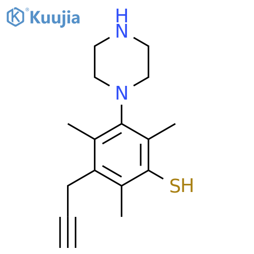 2,4,6-Trimethyl-3-(piperazin-1-yl)-5-(prop-2-yn-1-yl)benzene-1-thiol structure