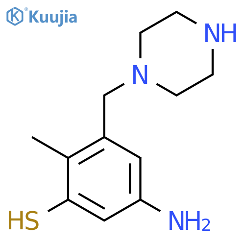 5-amino-2-methyl-3-(piperazin-1-yl)methylbenzene-1-thiol structure