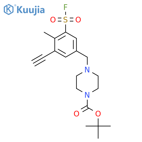 tert-butyl 4-{3-ethynyl-5-(fluorosulfonyl)-4-methylphenylmethyl}piperazine-1-carboxylate structure
