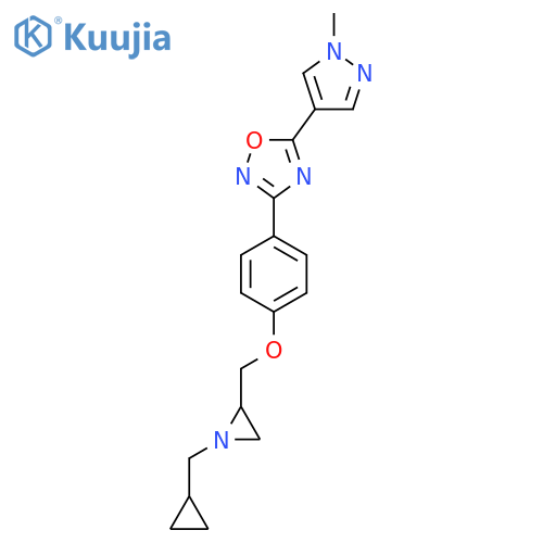 3-[4-[[1-(Cyclopropylmethyl)aziridin-2-yl]methoxy]phenyl]-5-(1-methylpyrazol-4-yl)-1,2,4-oxadiazole structure
