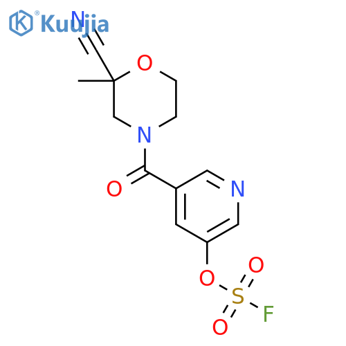 2-Cyano-4-(5-fluorosulfonyloxypyridine-3-carbonyl)-2-methylmorpholine structure