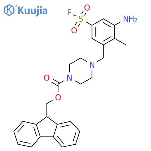 (9H-fluoren-9-yl)methyl 4-{3-amino-5-(fluorosulfonyl)-2-methylphenylmethyl}piperazine-1-carboxylate structure