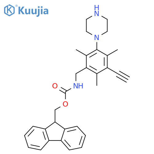 (9H-fluoren-9-yl)methyl N-{3-ethynyl-2,4,6-trimethyl-5-(piperazin-1-yl)phenylmethyl}carbamate structure