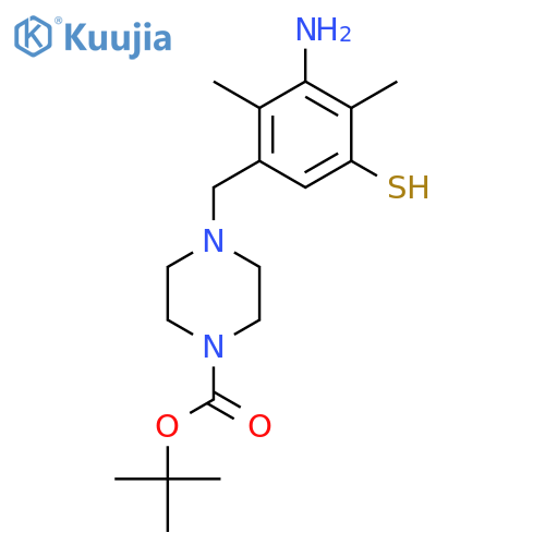 tert-butyl 4-(3-amino-2,4-dimethyl-5-sulfanylphenyl)methylpiperazine-1-carboxylate structure