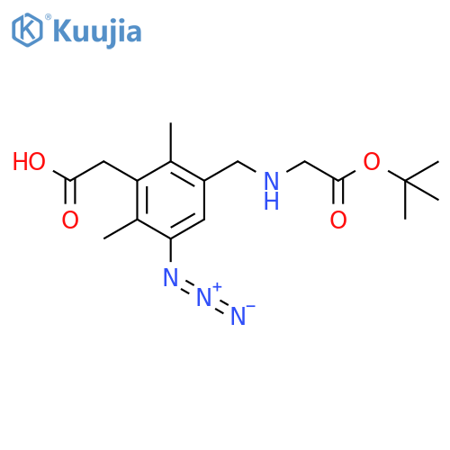 2-[3-Azido-5-({[2-(tert-butoxy)-2-oxoethyl]amino}methyl)-2,6-dimethylphenyl]acetic acid structure