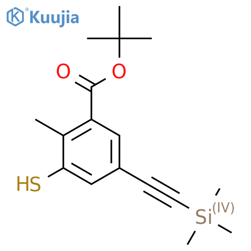 tert-butyl 2-methyl-3-sulfanyl-5-2-(trimethylsilyl)ethynylbenzoate structure