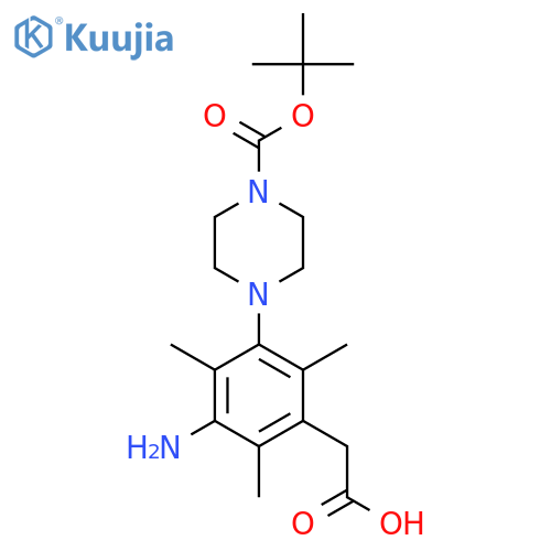 2-(3-amino-5-{4-(tert-butoxy)carbonylpiperazin-1-yl}-2,4,6-trimethylphenyl)acetic acid structure