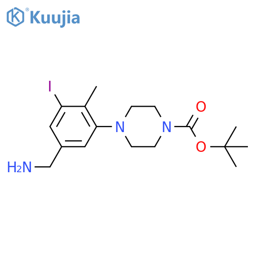 tert-butyl 4-5-(aminomethyl)-3-iodo-2-methylphenylpiperazine-1-carboxylate structure