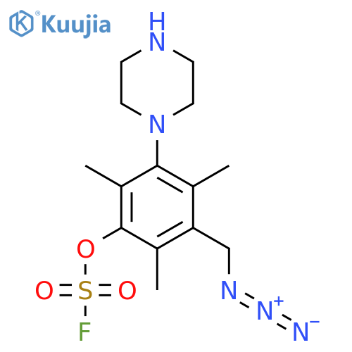 3-(Azidomethyl)-2,4,6-trimethyl-5-(piperazin-1-yl)phenyl sulfurofluoridate structure