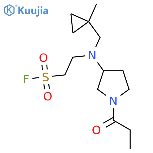 2-{[(1-Methylcyclopropyl)methyl](1-propanoylpyrrolidin-3-yl)amino}ethane-1-sulfonyl fluoride structure