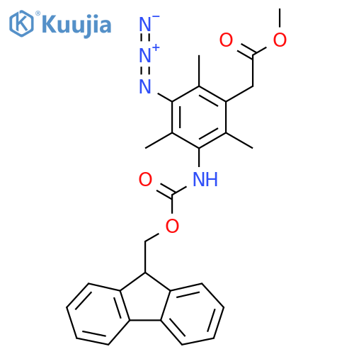 methyl 2-3-azido-5-({(9H-fluoren-9-yl)methoxycarbonyl}amino)-2,4,6-trimethylphenylacetate structure