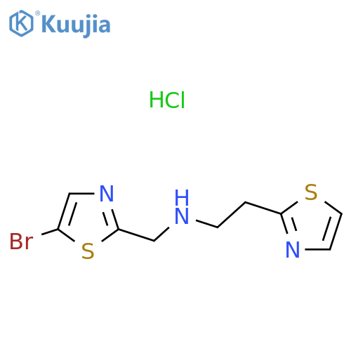 N-[(5-Bromo-1,3-thiazol-2-yl)methyl]-2-(1,3-thiazol-2-yl)ethanamine;hydrochloride structure