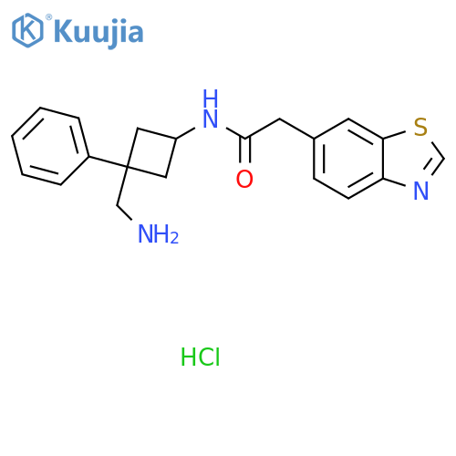 N-[3-(Aminomethyl)-3-phenylcyclobutyl]-2-(1,3-benzothiazol-6-yl)acetamide;hydrochloride structure