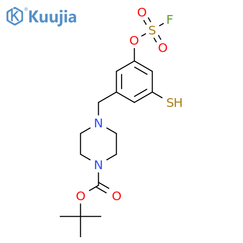 tert-butyl 4-({3-(fluorosulfonyl)oxy-5-sulfanylphenyl}methyl)piperazine-1-carboxylate structure
