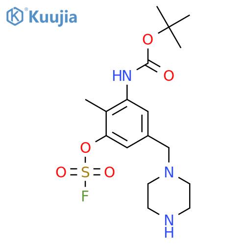 tert-butyl N-{3-(fluorosulfonyl)oxy-2-methyl-5-(piperazin-1-yl)methylphenyl}carbamate structure