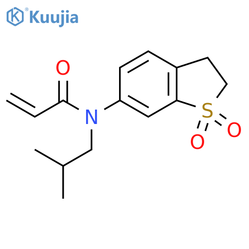 N-(1,1-dioxo-2,3-dihydro-1lambda6-benzothiophen-6-yl)-N-(2-methylpropyl)prop-2-enamide structure