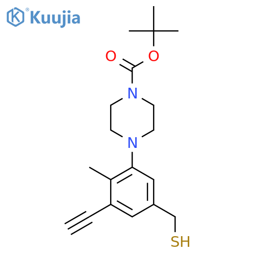 tert-butyl 4-3-ethynyl-2-methyl-5-(sulfanylmethyl)phenylpiperazine-1-carboxylate structure