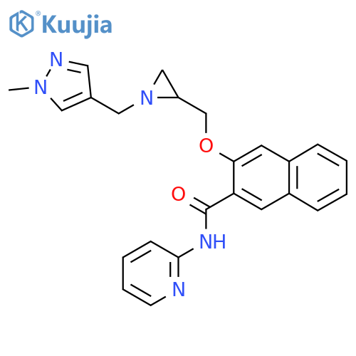 3-[[1-[(1-Methylpyrazol-4-yl)methyl]aziridin-2-yl]methoxy]-N-pyridin-2-ylnaphthalene-2-carboxamide structure