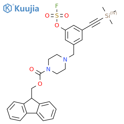 (9H-fluoren-9-yl)methyl 4-({3-[(fluorosulfonyl)oxy]-5-[2-(trimethylsilyl)ethynyl]phenyl}methyl)piperazine-1-carboxylate structure