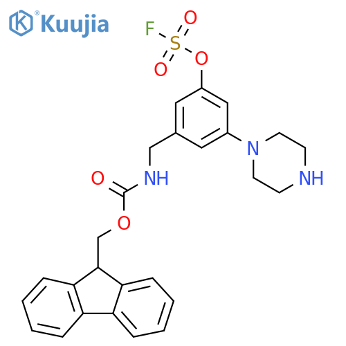 (9H-fluoren-9-yl)methyl N-({3-(fluorosulfonyl)oxy-5-(piperazin-1-yl)phenyl}methyl)carbamate structure