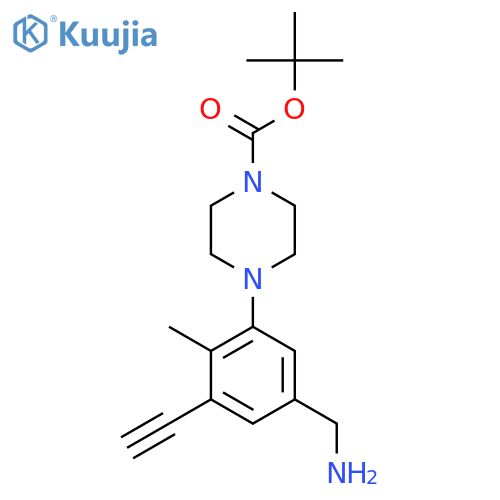 tert-butyl 4-5-(aminomethyl)-3-ethynyl-2-methylphenylpiperazine-1-carboxylate structure